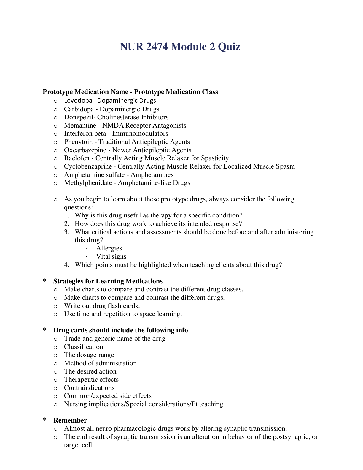 Preview image of NUR 2474 Module 2 Quiz Notes document